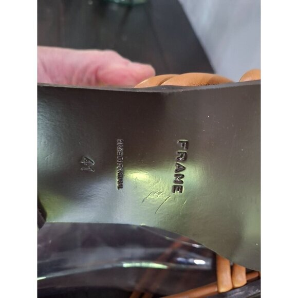 NWOB Frame Le Capri Strappy Brown Leather Strappy Slide Sandals/Sz. 10(EU 41) - Picture 8 of 9